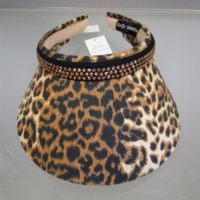 Dolly Mama Clip-On Leopard Visor with Jeweled Band