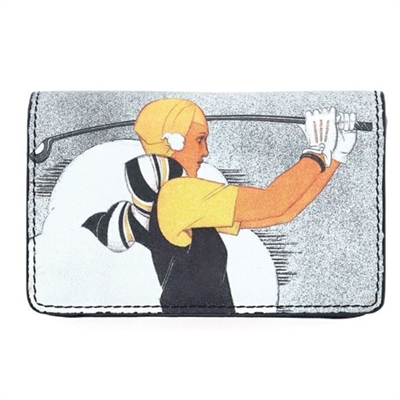 ICON "1930's Golf" Leather Card Holder Lila-485 NWT