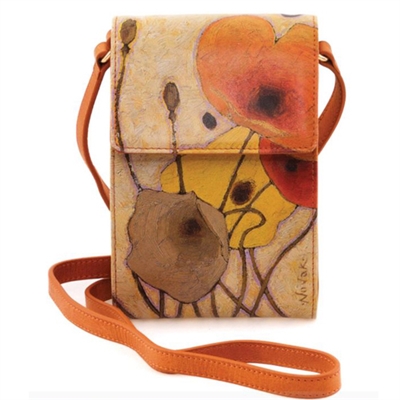 ICON "Pumpkin Poppies" Leather Cell Phone Bag w/ Card Slots Karla-492 NWT