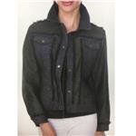 LINDI Black Buttoned Jacket with Faux Fur Trim