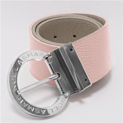 NOEL ASMAR Italian Leather Pink W/ Clay Reversible Belt With Chrome Buckle