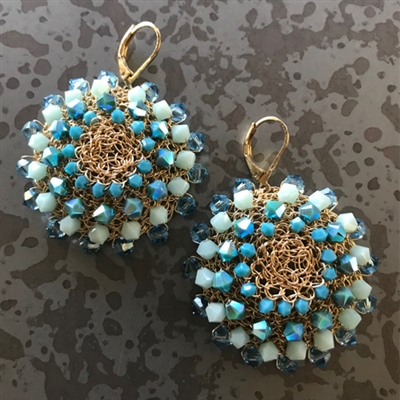 PRINCESS DESIGNS Handmade Couture Crocheted Wire Jewelry Medallion Earrings