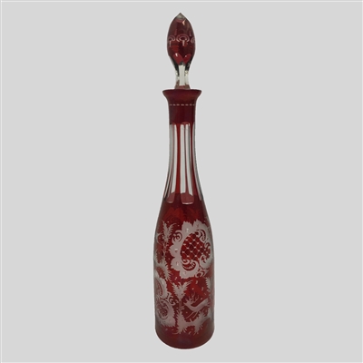 Red Decater Etched Vase